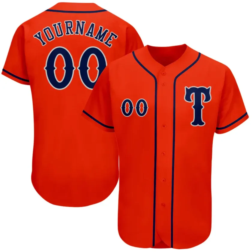 Custom Orange Baseball Jersey with Navy Gray