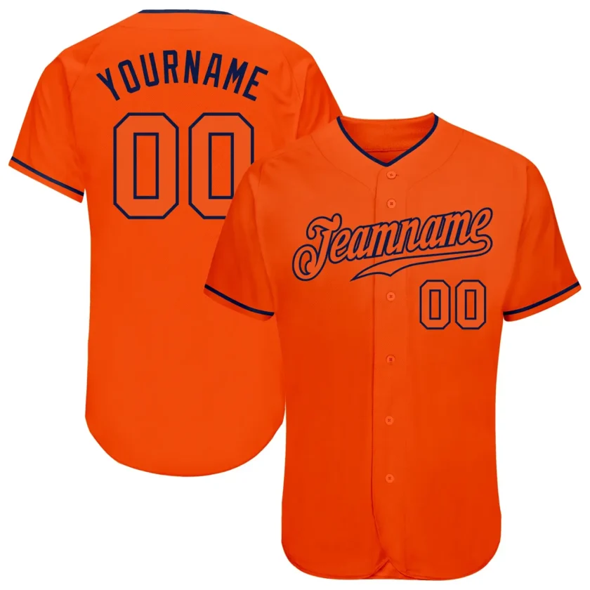Custom Orange Baseball Jersey with Orange Navy