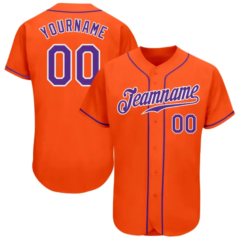 Custom Orange Baseball Jersey with Purple White