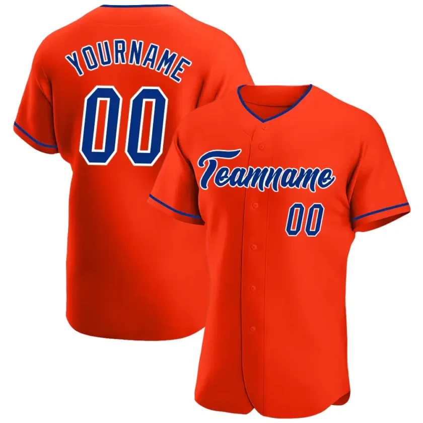 Custom Orange Baseball Jersey with Royal White