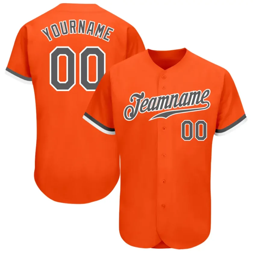 Custom Orange Baseball Jersey with Steel Gray White
