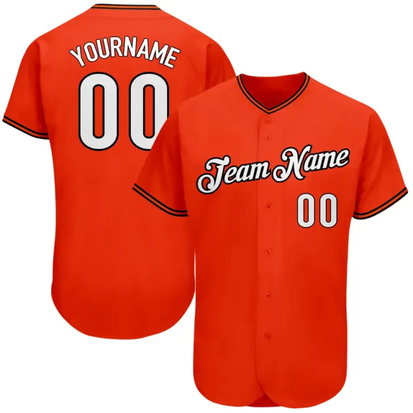 Custom Orange Baseball Jersey with White Black 3