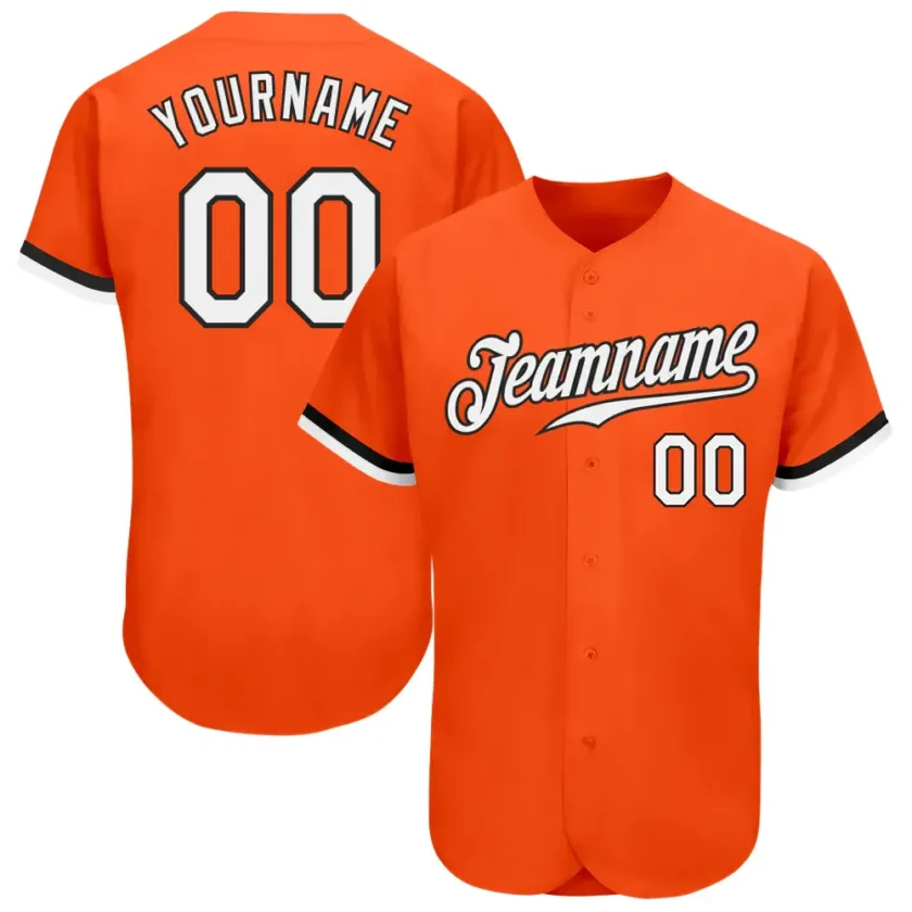 Custom Orange Baseball Jersey with White Black