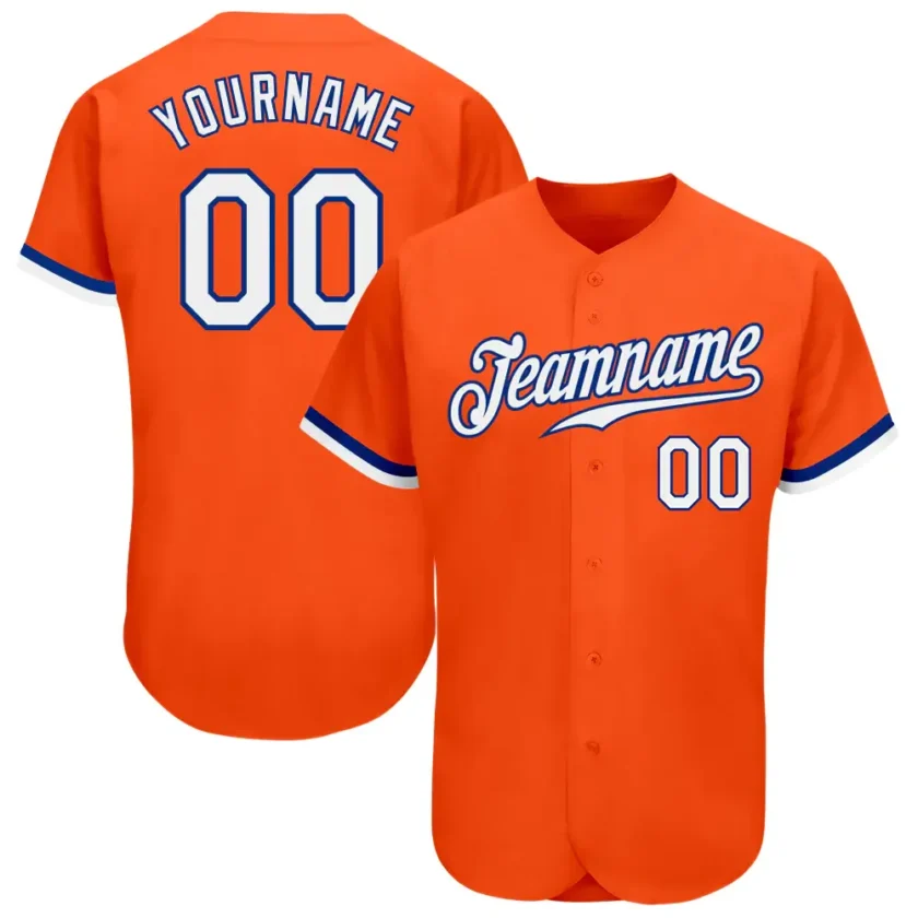 Custom Orange Baseball Jersey with White Royal