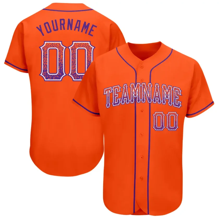 Custom Orange Drift Fashion Baseball Jersey with Purple White