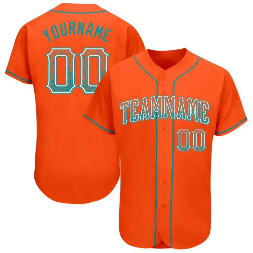 Custom Orange Drift Fashion Baseball Jersey with Teal White