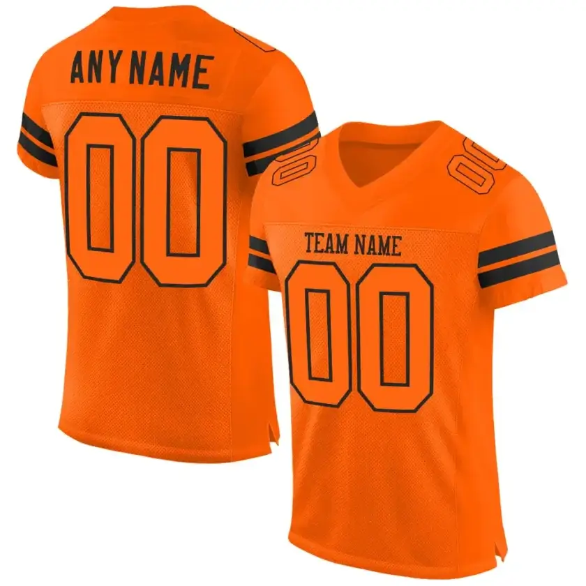 Custom Orange Mesh Football Jersey with Black