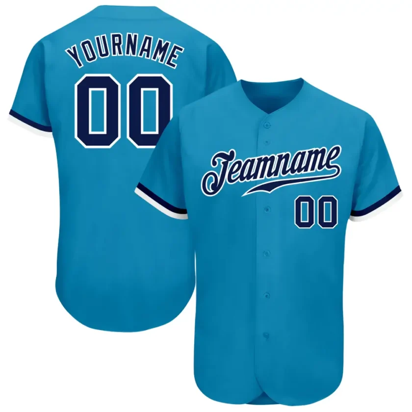 Custom Panther Blue Baseball Jersey with Navy White
