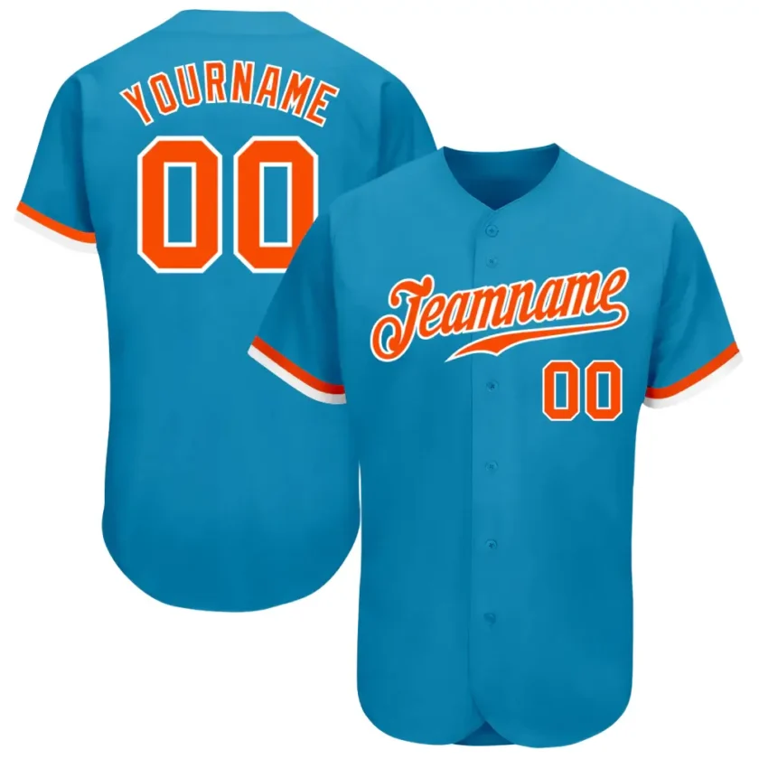 Custom Panther Blue Baseball Jersey with Orange White