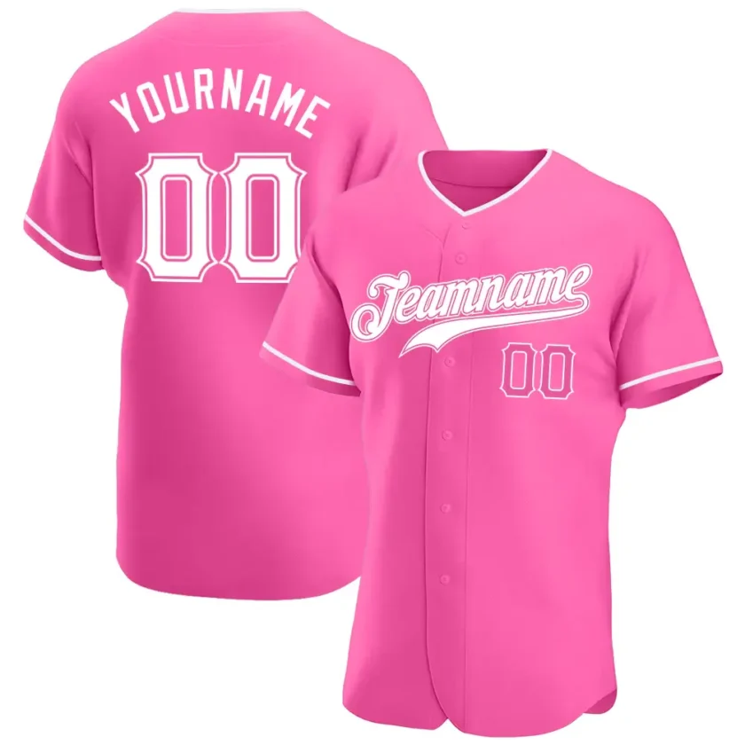 Custom Pink Baseball Jersey with White 8