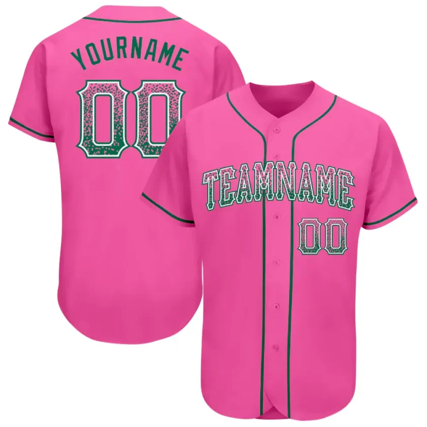 Custom Pink Drift Fashion Baseball Jersey with Kelly Green White