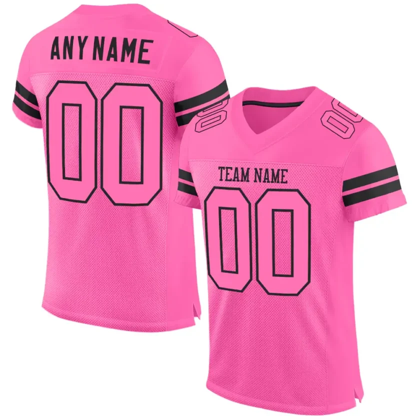 Custom Pink Mesh Football Jersey with Black