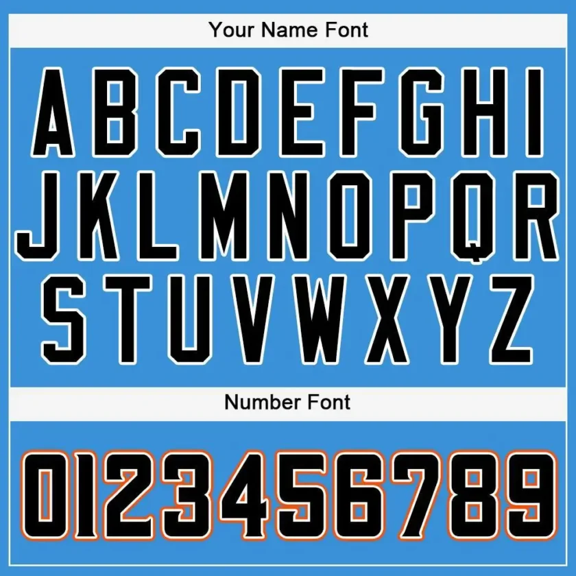 Custom Powder Blue Baseball Jersey with Black-Orange - Image 2