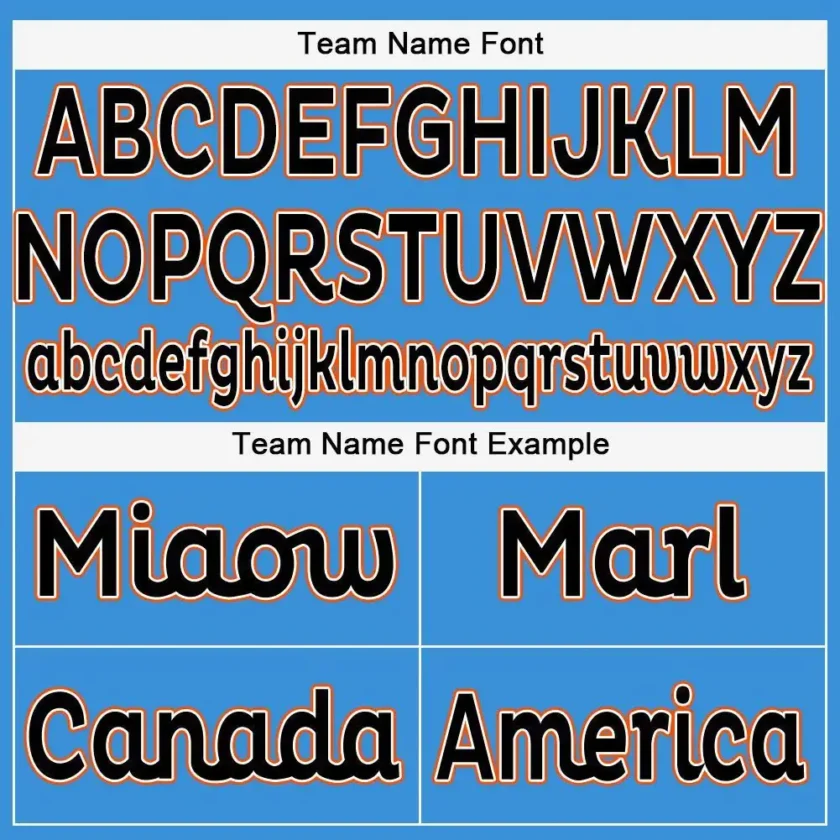 Custom Powder Blue Baseball Jersey with Black-Orange - Image 3