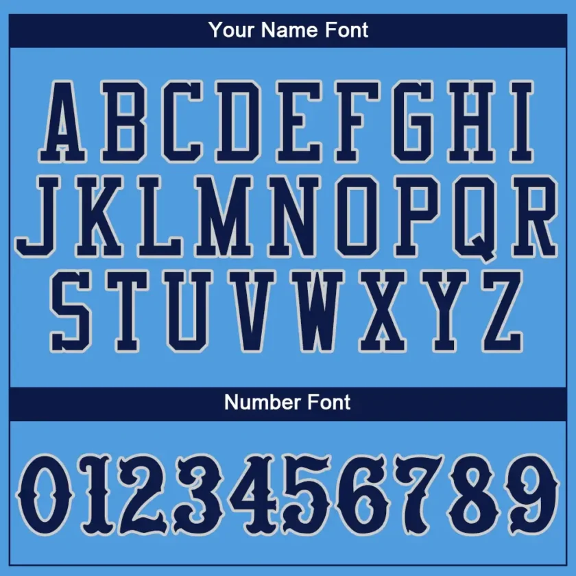 Custom Powder Blue Baseball Jersey with Navy-Gray - Image 2