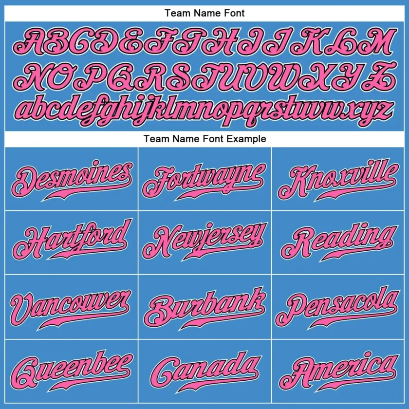 Custom Powder Blue Baseball Jersey with Pink-Black - Image 2