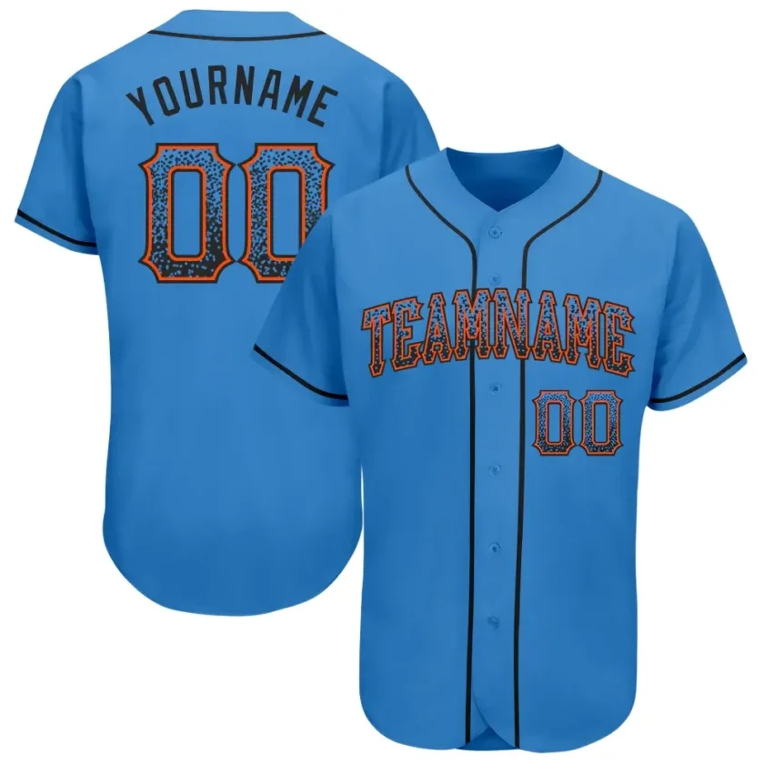 Custom Powder Blue Drift Fashion Baseball Jersey with Black Orange
