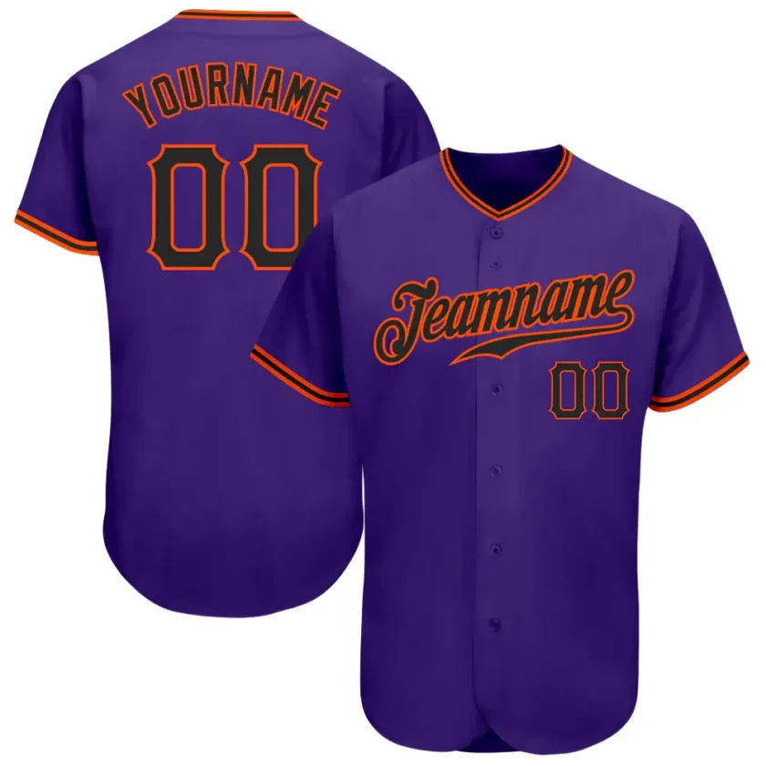 Custom Purple Baseball Jersey with Black Orange