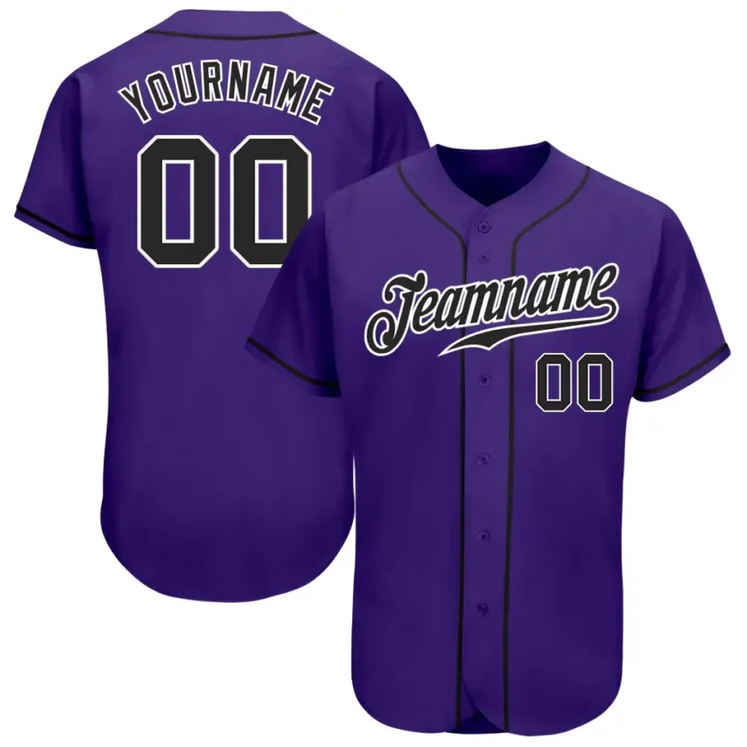 Custom Purple Baseball Jersey with Black White