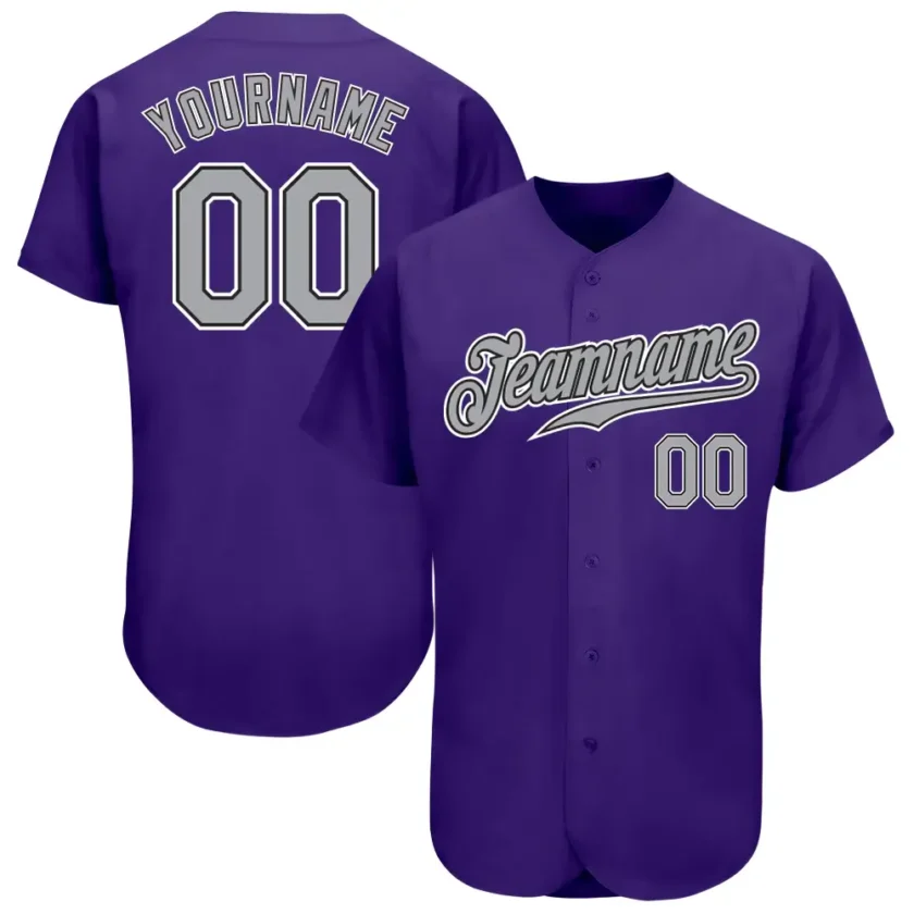Custom Purple Baseball Jersey with Gray Black