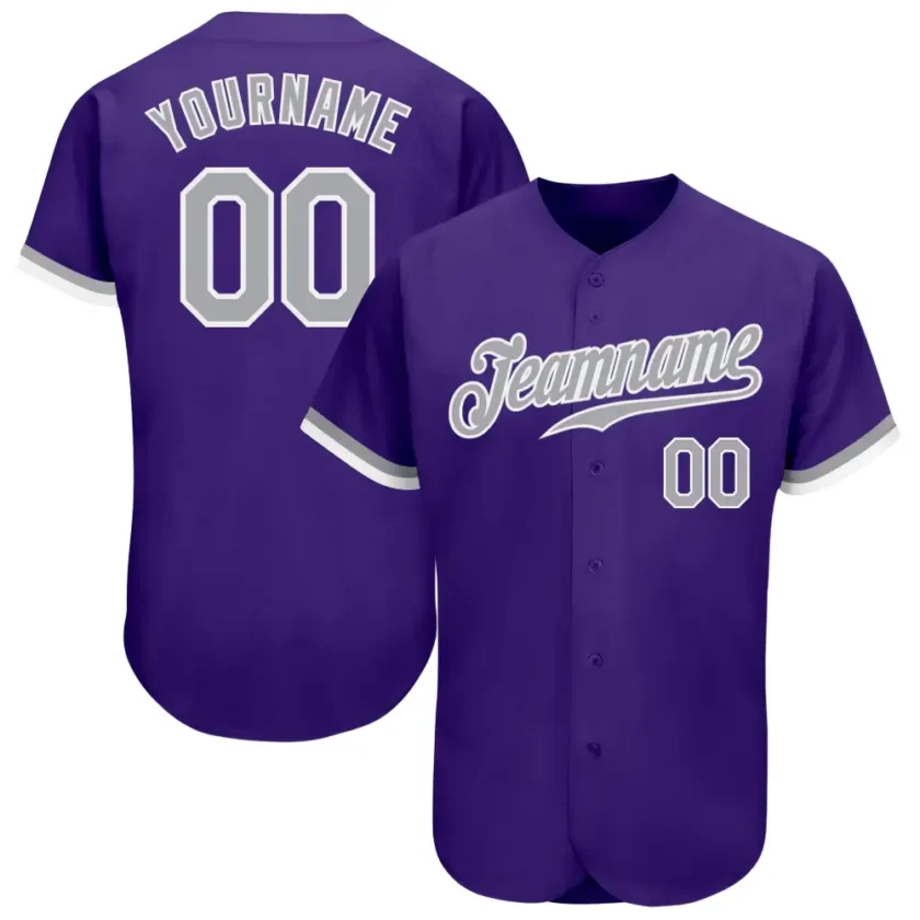 Custom Purple Baseball Jersey with Gray White