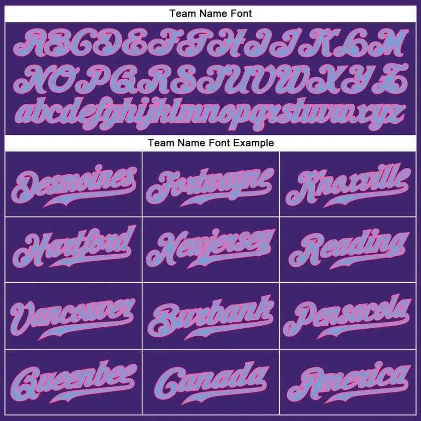 Custom Purple Baseball Jersey with Light Blue-Pink - Image 2