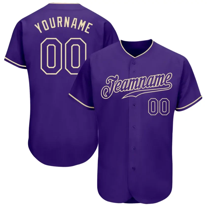 Custom Purple Baseball Jersey with Purple Cream