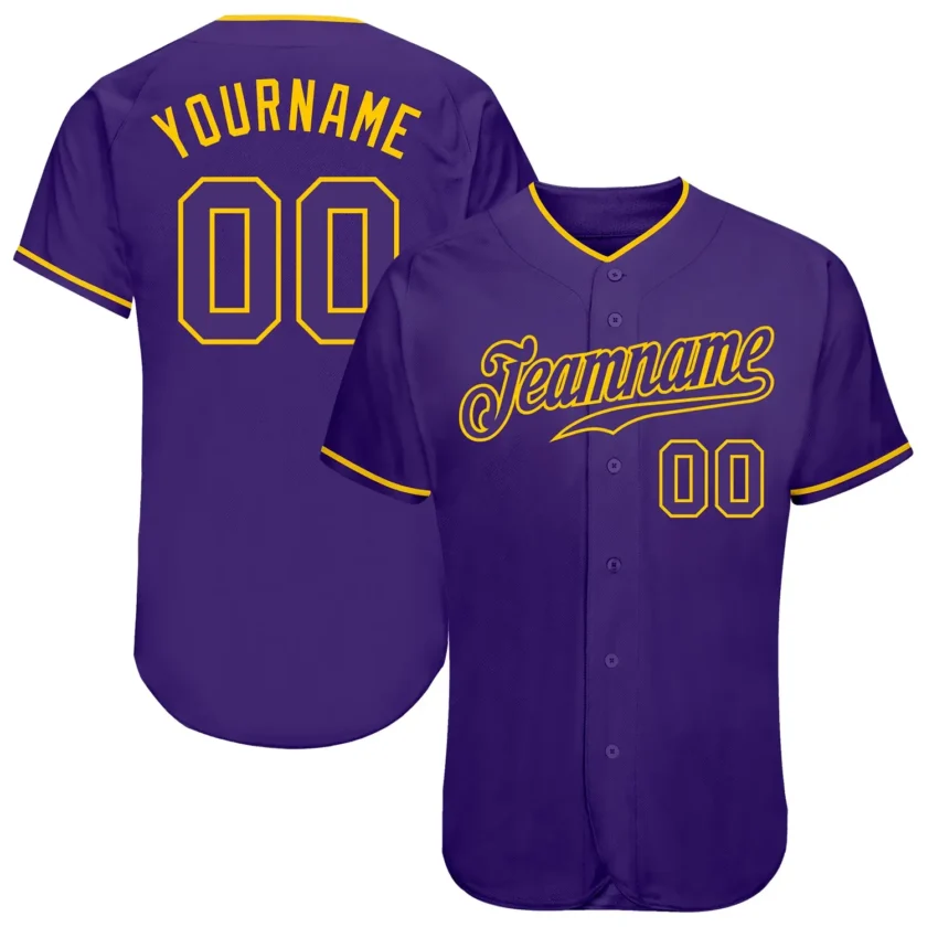 Custom Purple Baseball Jersey with Purple Gold