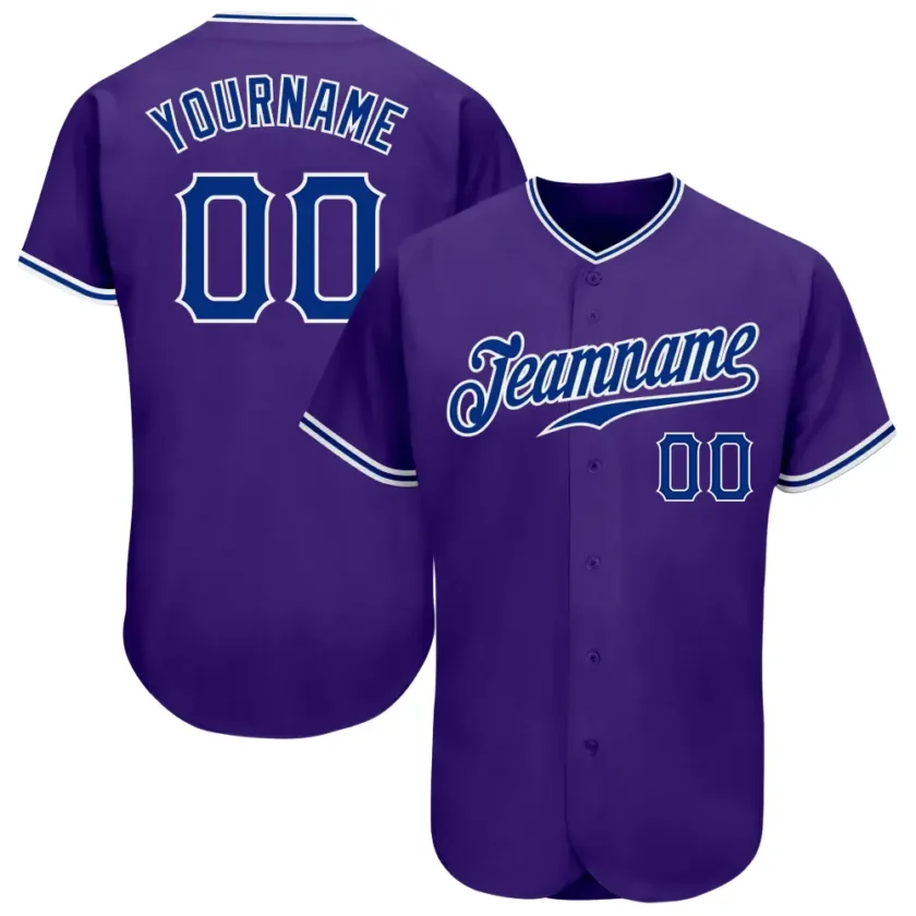 Custom Purple Baseball Jersey with Royal White