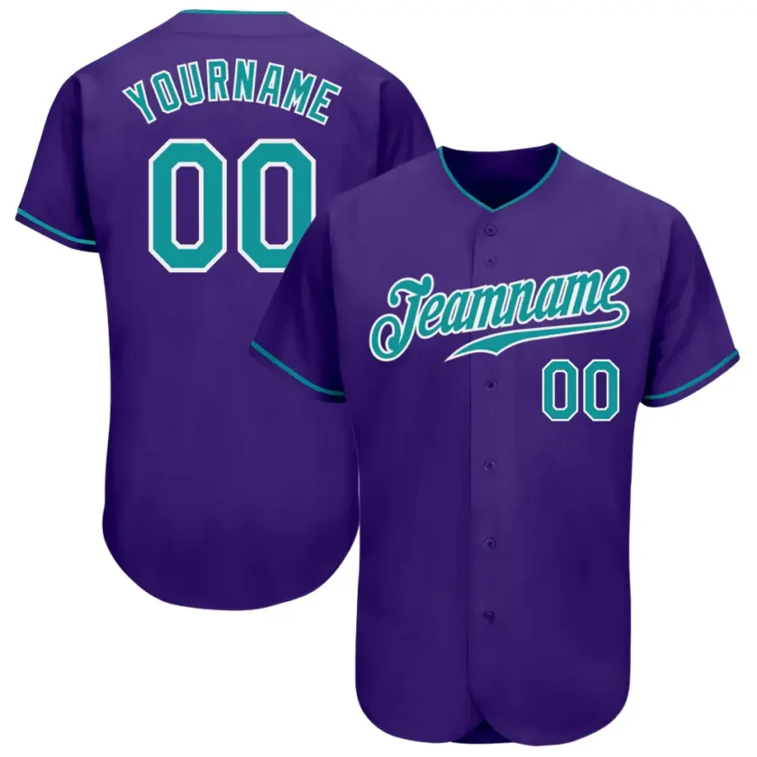 Custom Purple Baseball Jersey with Teal White
