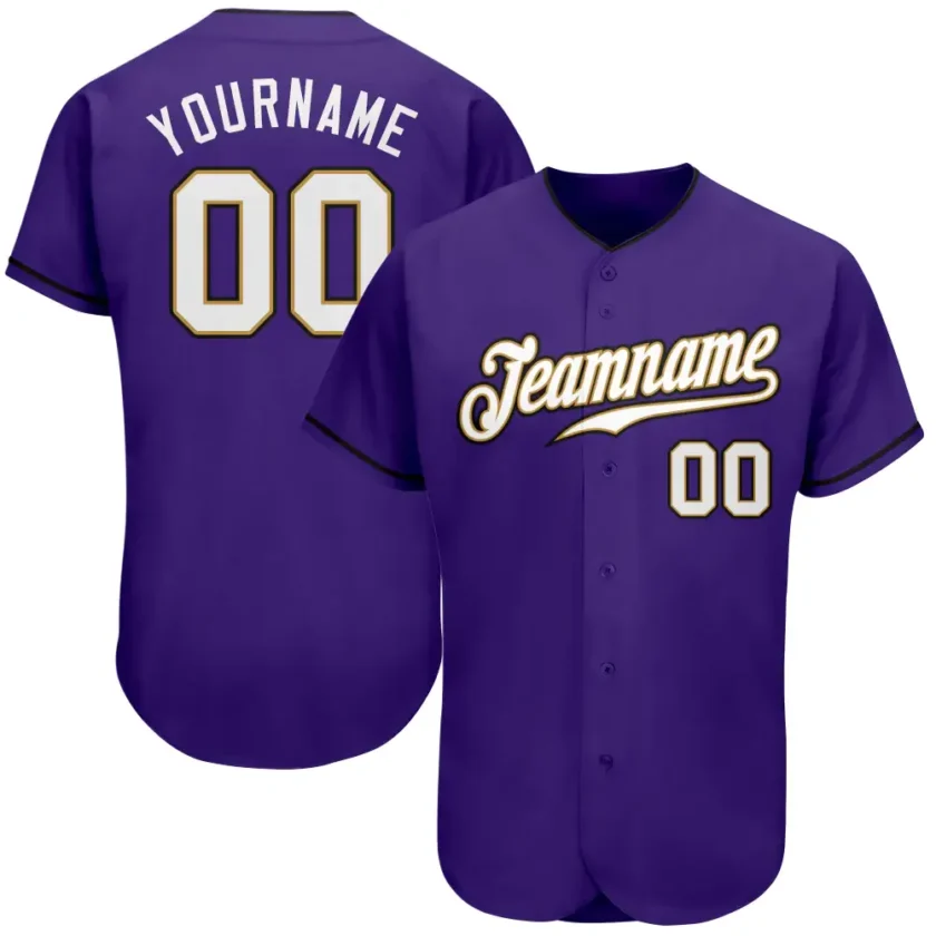 Custom Purple Baseball Jersey with White Old Gold