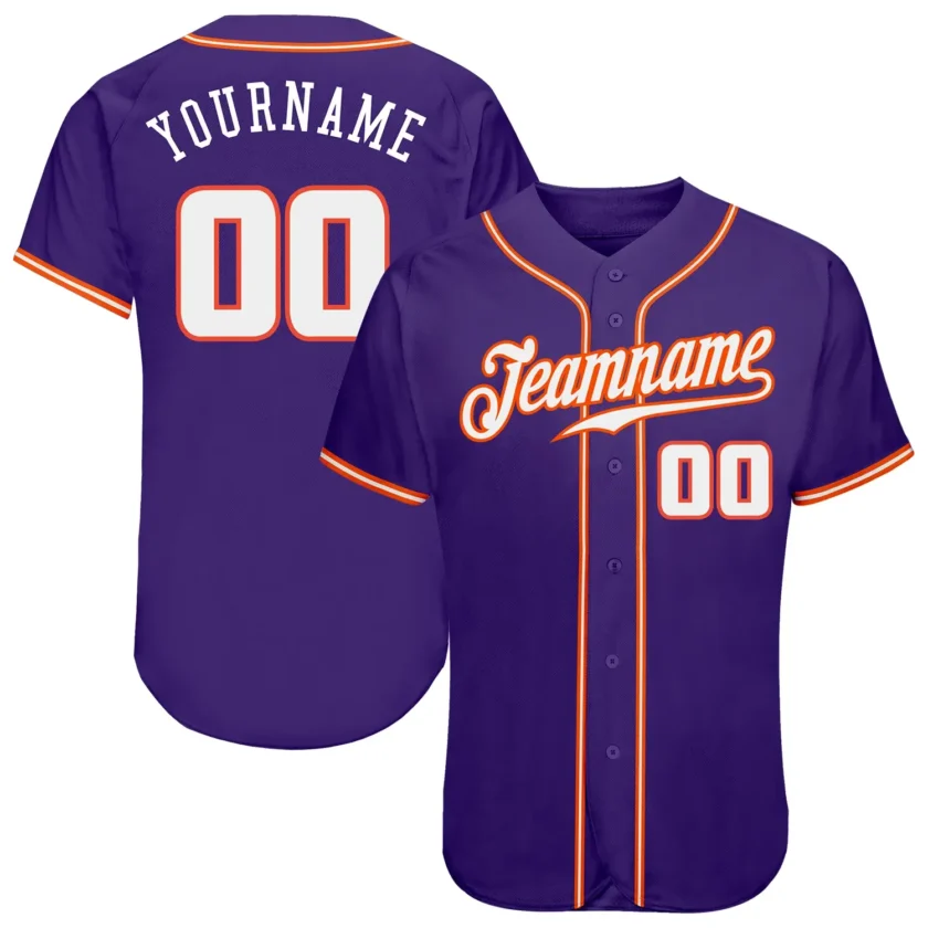 Custom Purple Baseball Jersey with White Orange