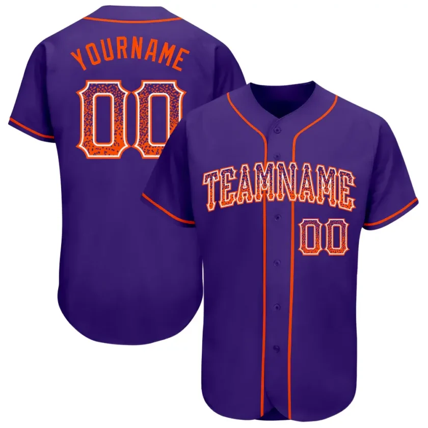 Custom Purple Drift Fashion Baseball Jersey with Orange White