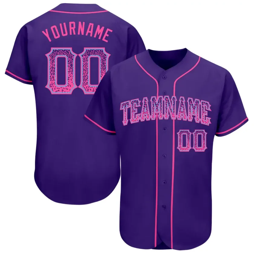 Custom Purple Drift Fashion Baseball Jersey with Pink Light Blue