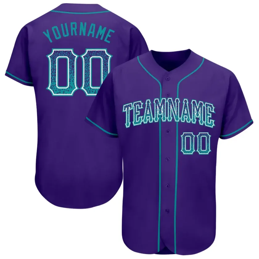 Custom Purple Drift Fashion Baseball Jersey with Teal White
