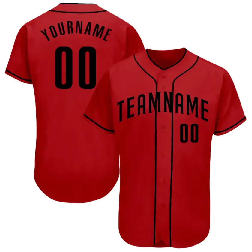 Custom Red Baseball Jersey with Black 3