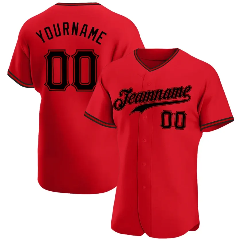 Custom Red Baseball Jersey with Black