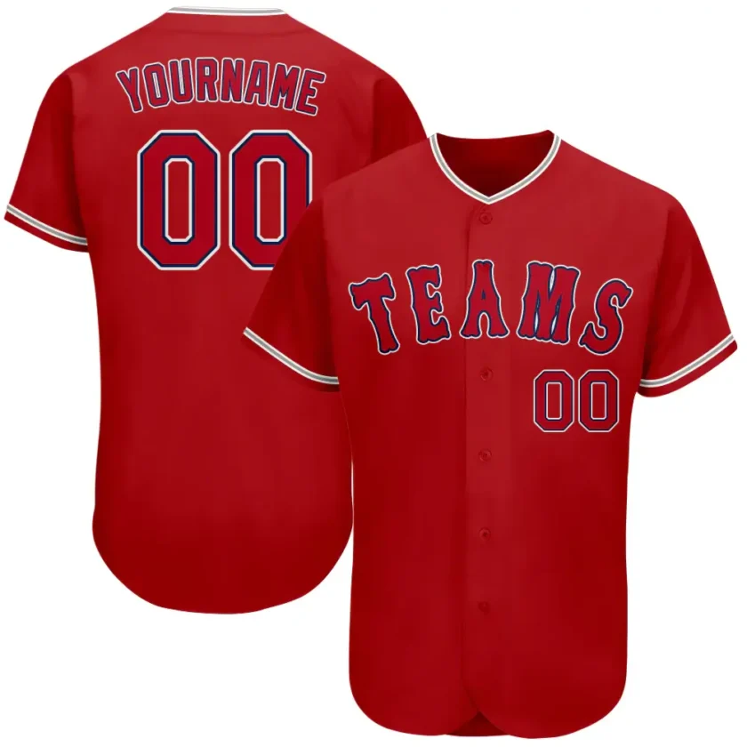 Custom Red Baseball Jersey with Red Navy