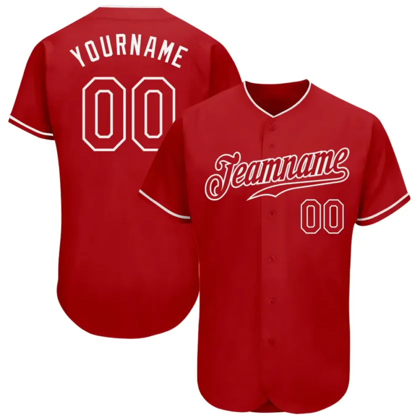 Custom Red Baseball Jersey with Red White