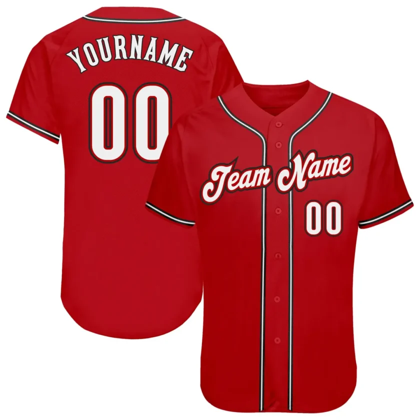Custom Red Baseball Jersey with White Black 10