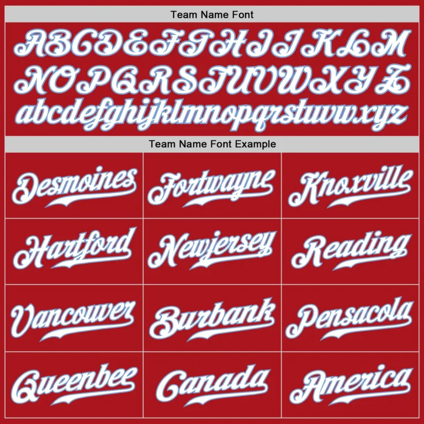 Custom Red Baseball Jersey with White-Light Blue - Image 3