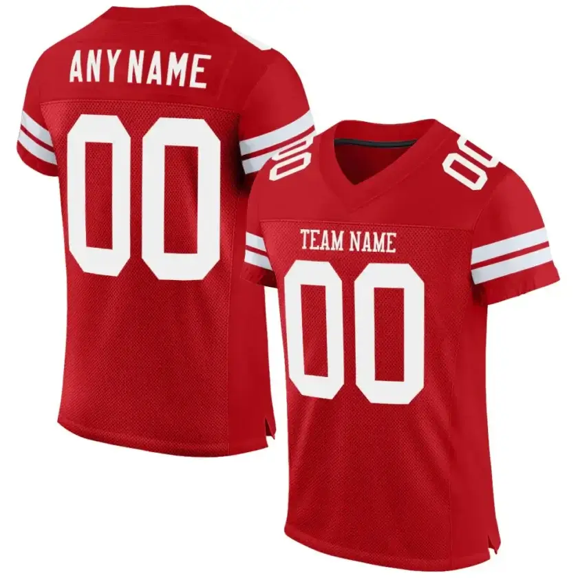 Custom Red Mesh Football Jersey with White