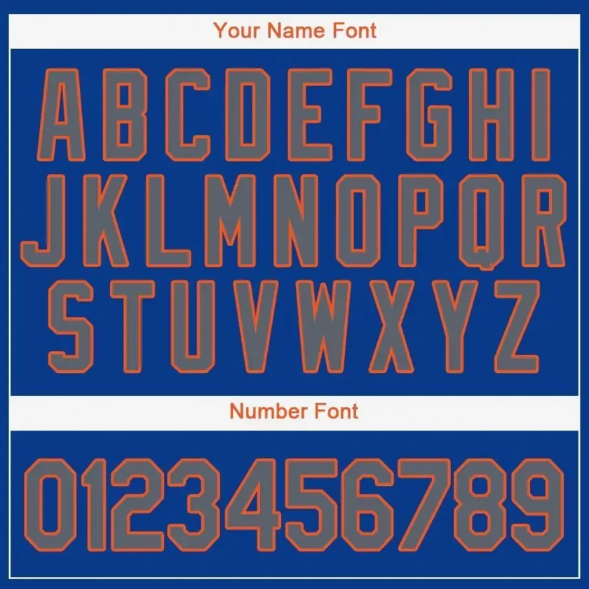 Custom Royal Baseball Jersey with Gray-Orange - Image 2