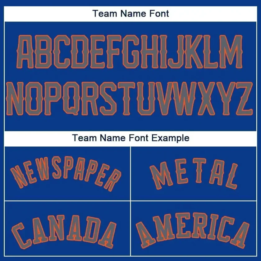 Custom Royal Baseball Jersey with Gray-Orange - Image 3