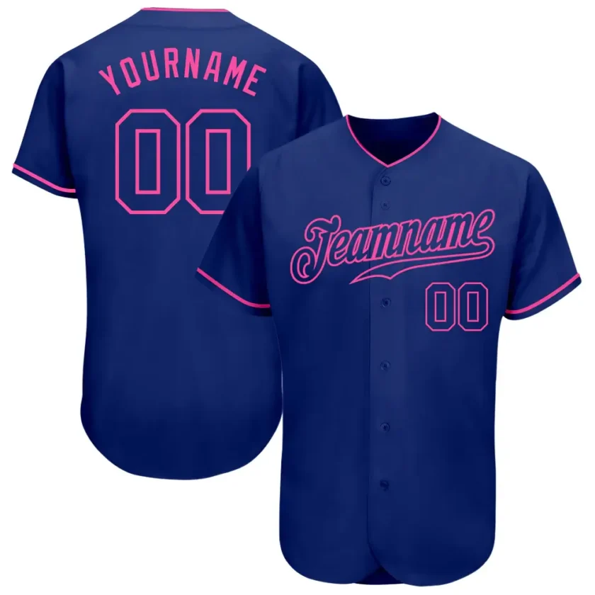 Custom Royal Baseball Jersey with Royal Pink