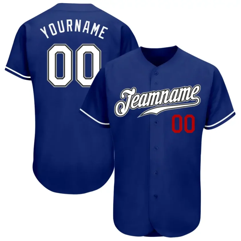 Custom Royal Baseball Jersey with White Red 8