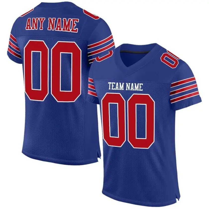 Custom Royal Mesh Football Jersey with Red