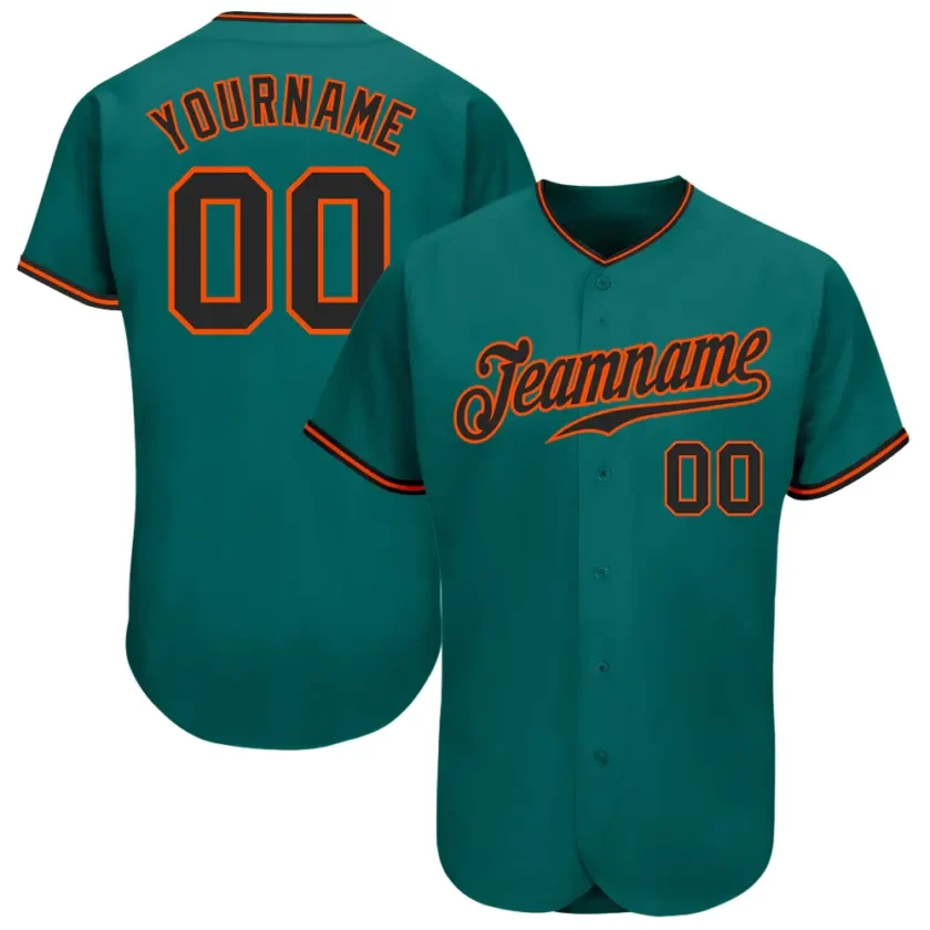 Custom Teal Baseball Jersey with Black Orange