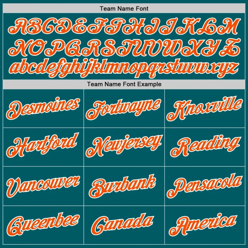Custom Teal Baseball Jersey with Orange-White - Image 2