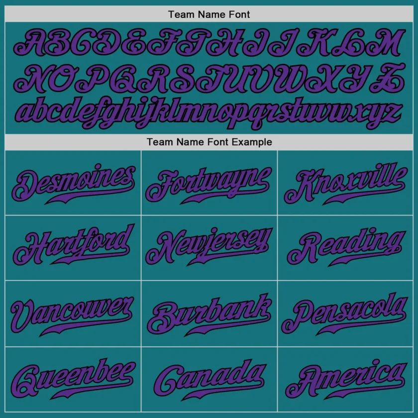 Custom Teal Baseball Jersey with Purple-Black - Image 2